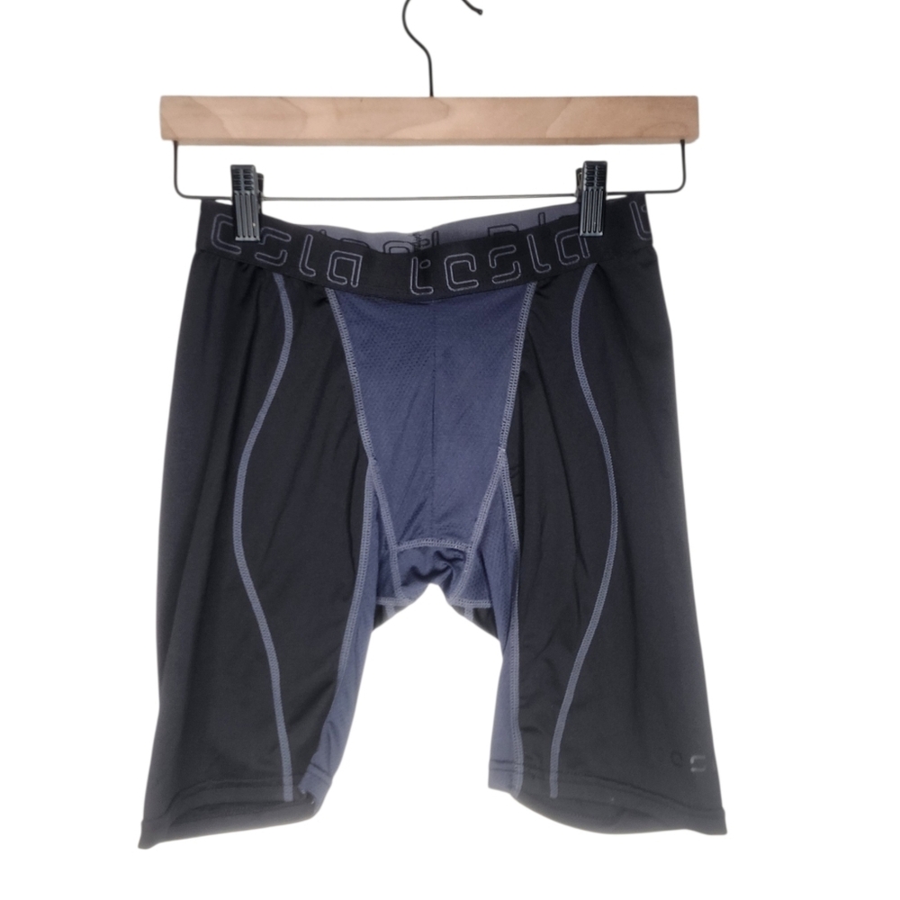 Tesla Athletic Compression Shorts in Black and Charcoal Size M